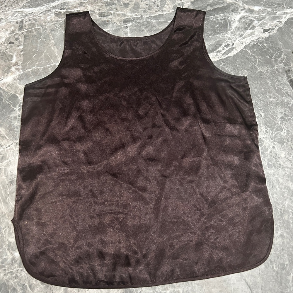 Satin Dark Brown Sleeveless Tank Top